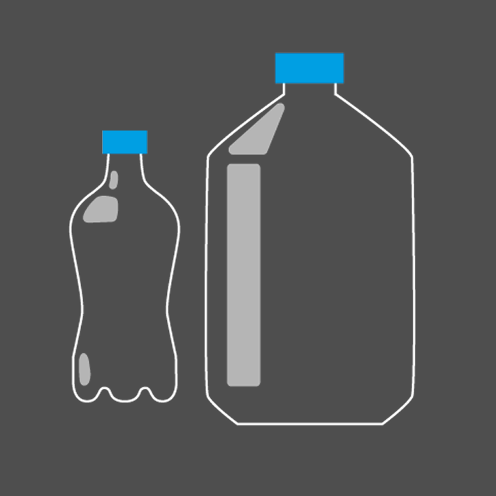 Plastic bottles icon for recycling.