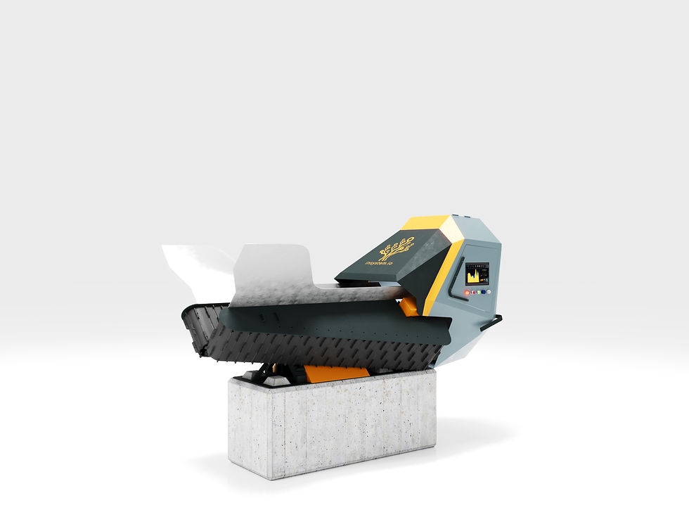 Optical color sorter V-Heavy viewed from the left side on a concrete base.