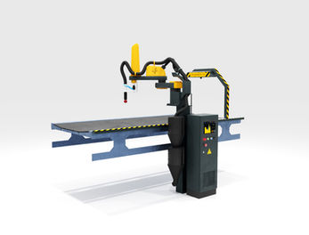 Robotic sorting arm positioned above conveyor belt.