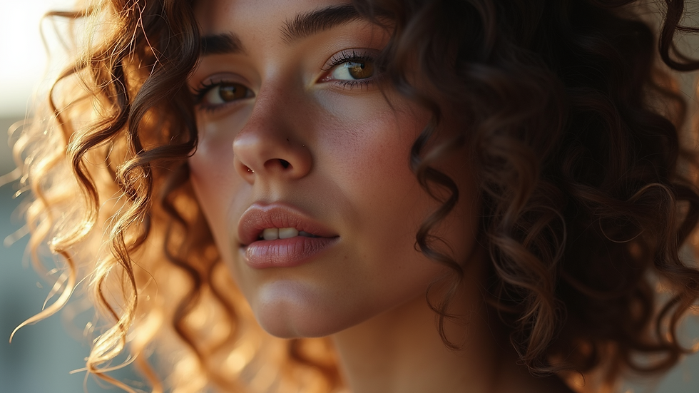 Close-up view of curls styled with layers