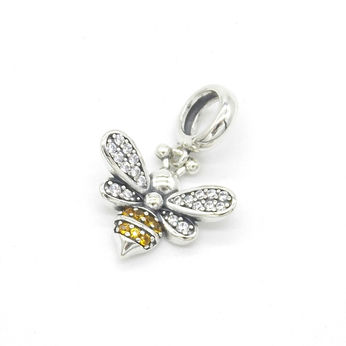 Bumblebee Bead Charm which fits a bracelet or necklace. In sterling silver.