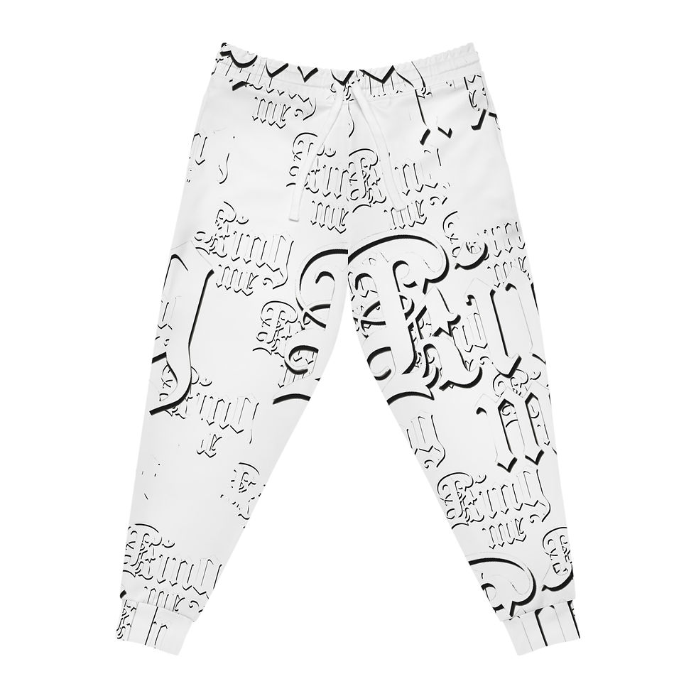 Unisex Athletic Joggers King Me White on White Customized by VVE Apparel Co.