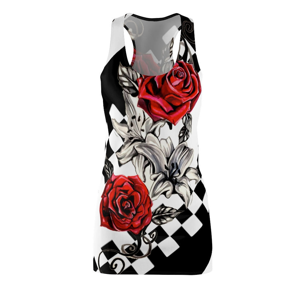 Thumbnail: Women's Cut & Sew Racerback Dress VVE (Wht Racing /Lilly Rose)