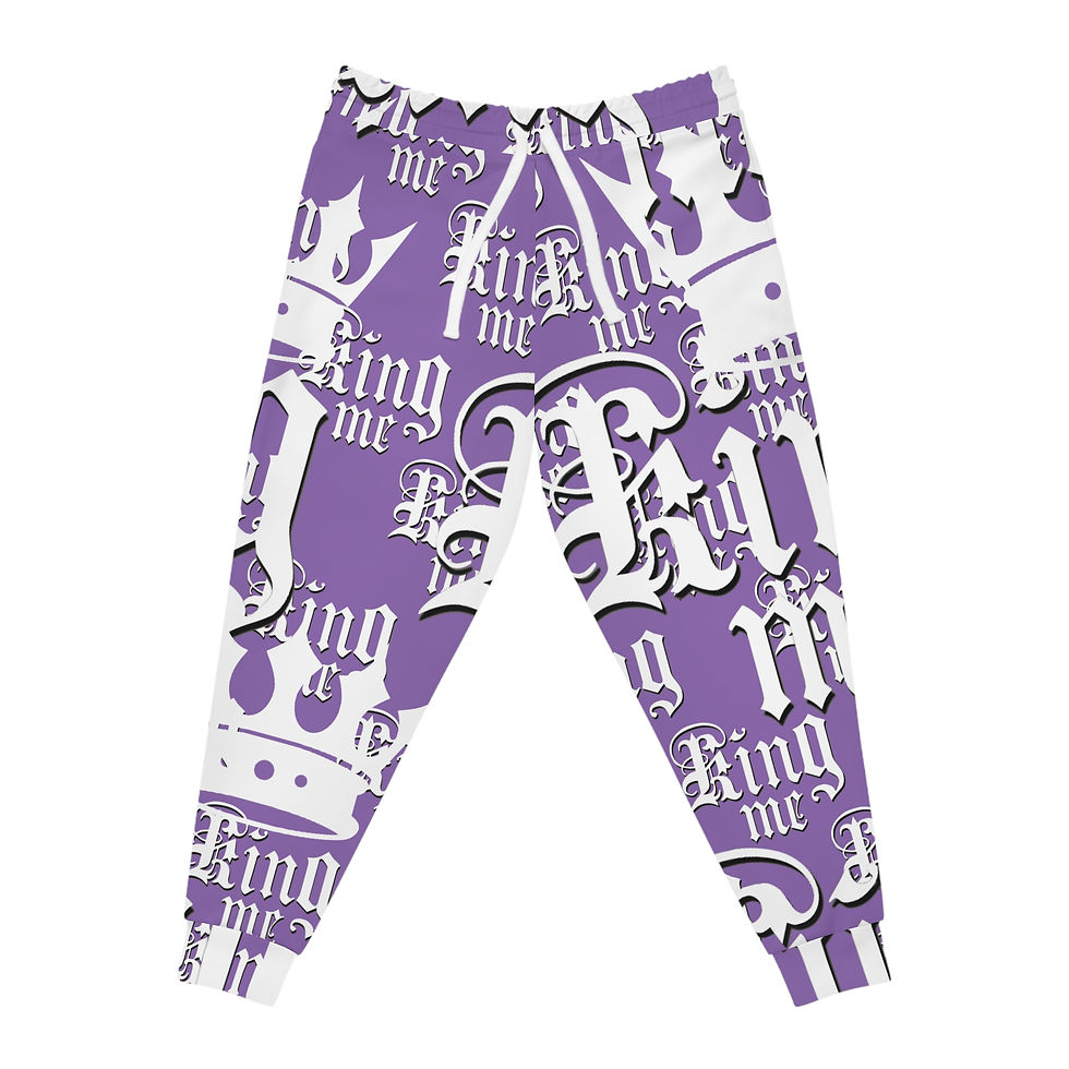 Unisex Athletic Joggers King Me Lavander Customized by VVE Apparel Co.