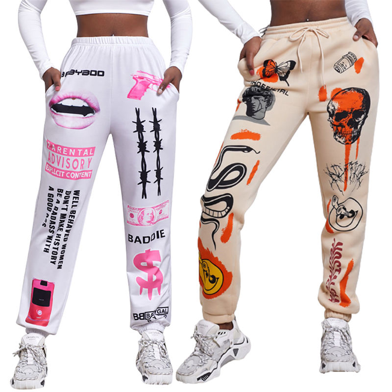 Thumbnail: Drawstring Tie Dye Printed Women Sweatpants' Cargo Joggers