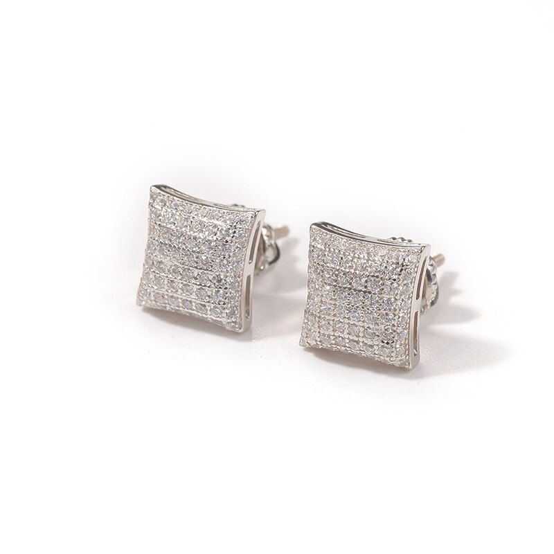 Thumbnail: S925 Sterling Silver Square Stud Earrings AAA CZ