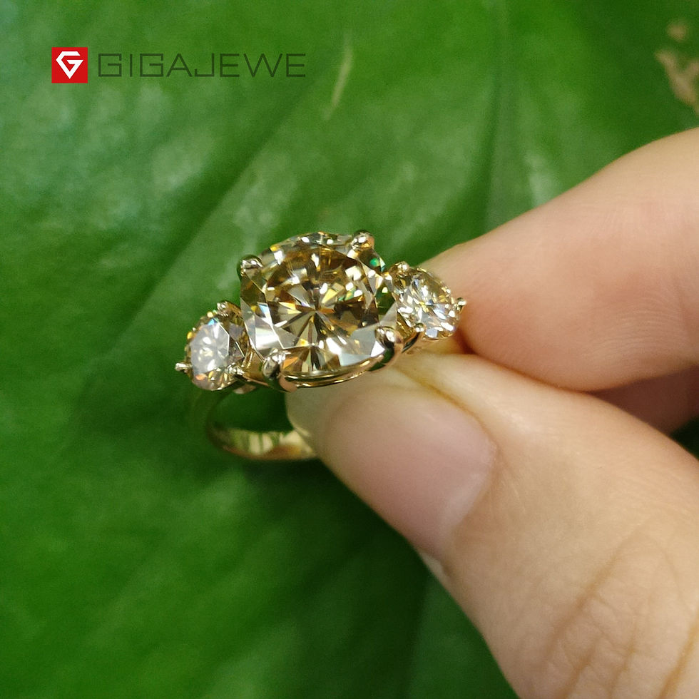 Thumbnail: 4.5ct Yellow Cushion Cut Mojssanite 9k/14k/18k Yellow Gold Ring