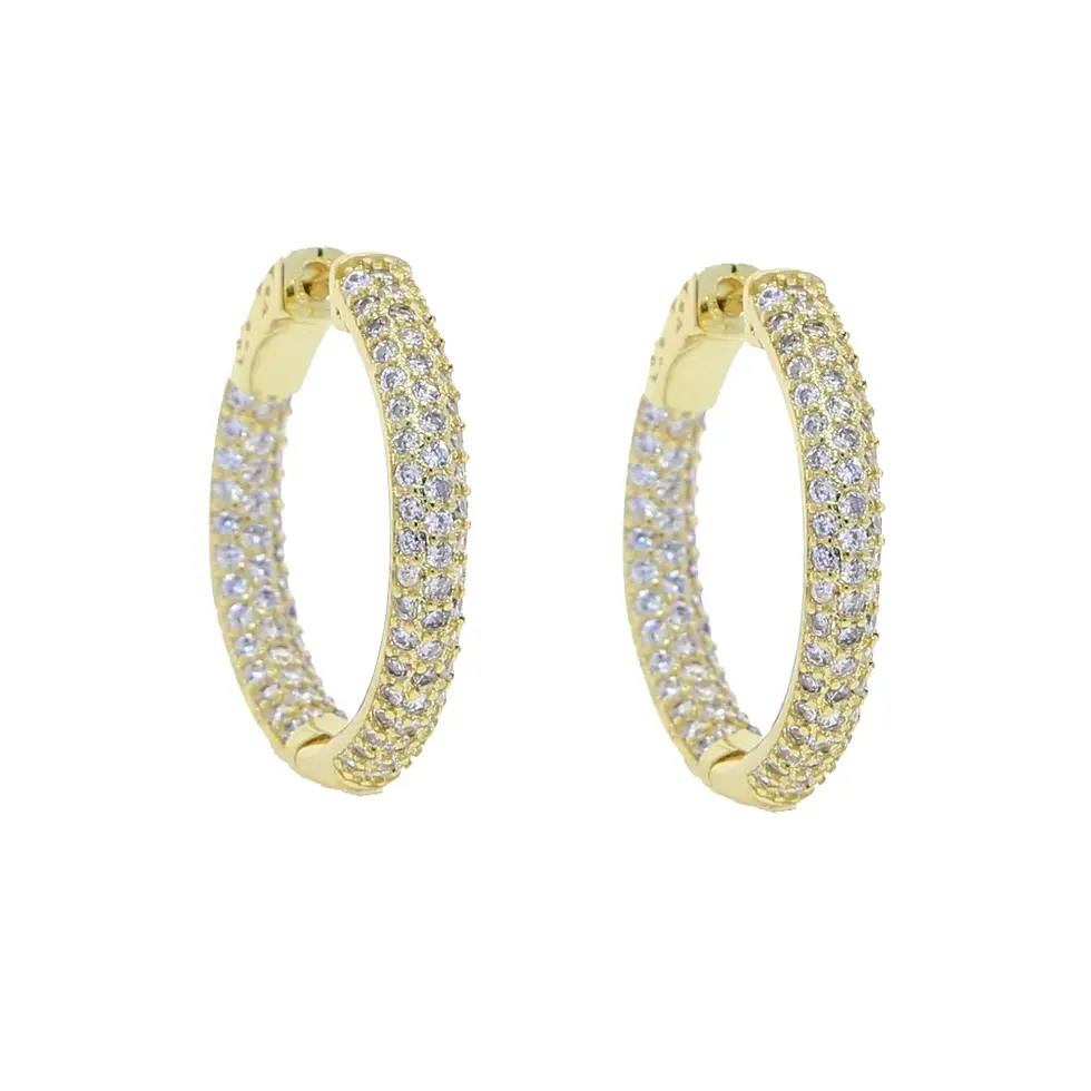 Thumbnail: High Quality Sparking Bling 50mm 14K GF Full Diamond Cz