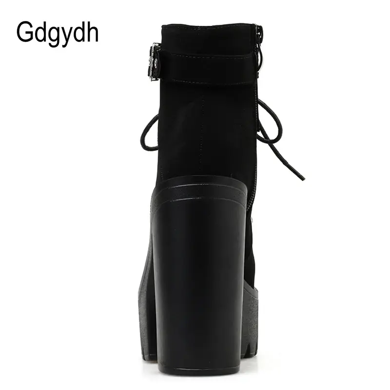 Miniatura: Buckle Boot Winter Shoes Thick Heel Gothic