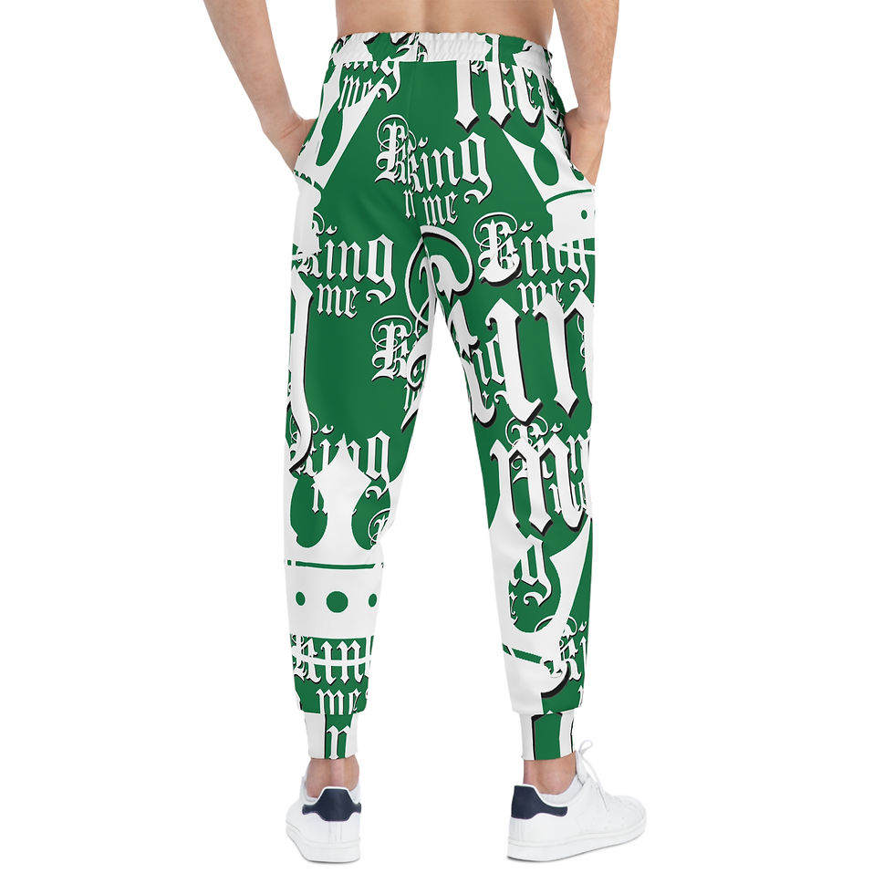 Thumbnail: Unisex Athletic Joggers King Me Kelly Green Customized by VVE Apparel Co.
