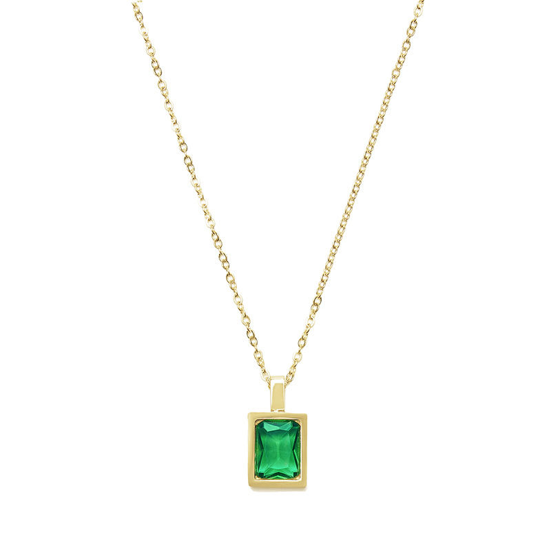 Thumbnail: Natural Gemstone Rectangle Pendant 14K Gold Filled Necklace for Woman