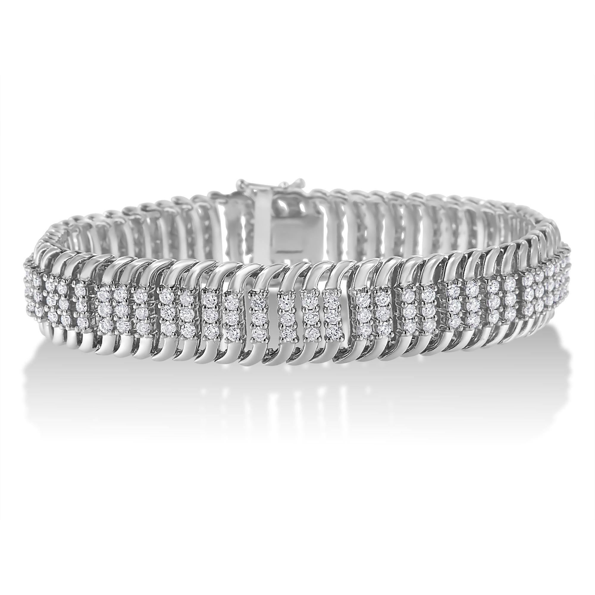 14K WG 5.0 Ct. Diamond 7" Serpentine Tennis Bracelet I1-I2 Clarity