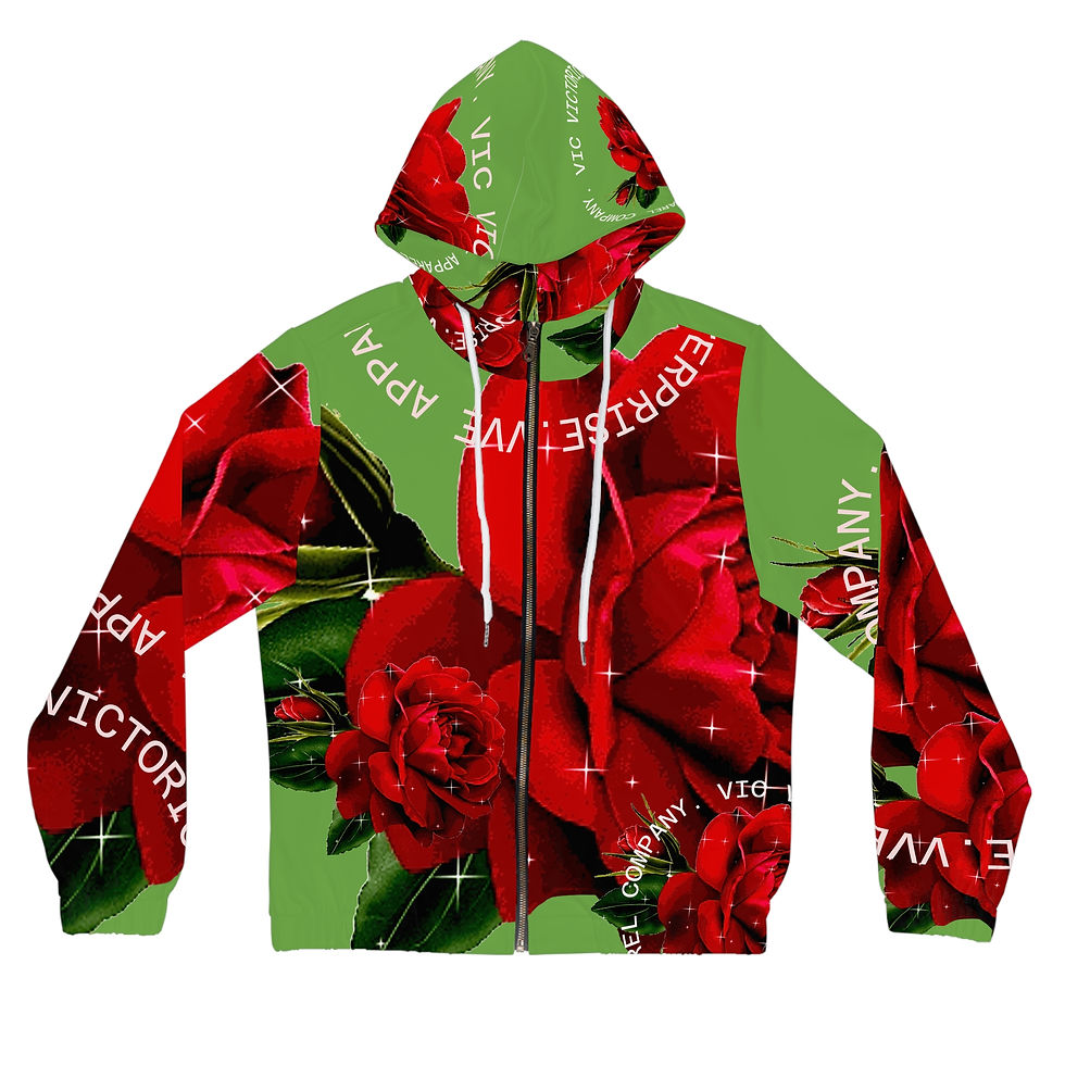 Women's Full-Zip Hoodie with Big Rose Design Slime Green