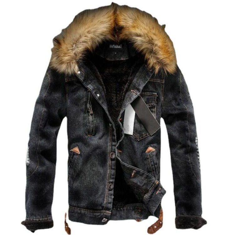 Thumbnail: Winter Thick Warm Men's Denim Coats