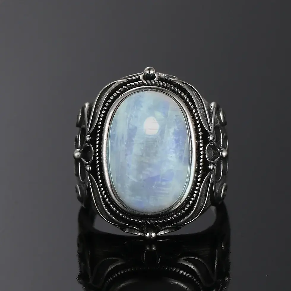 Thumbnail: Oval Moonstones Rings Women's 925 Sterling Silver