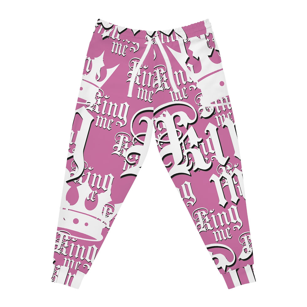 Unisex Athletic Joggers King Me Pink Customized by VVE Apparel Co.