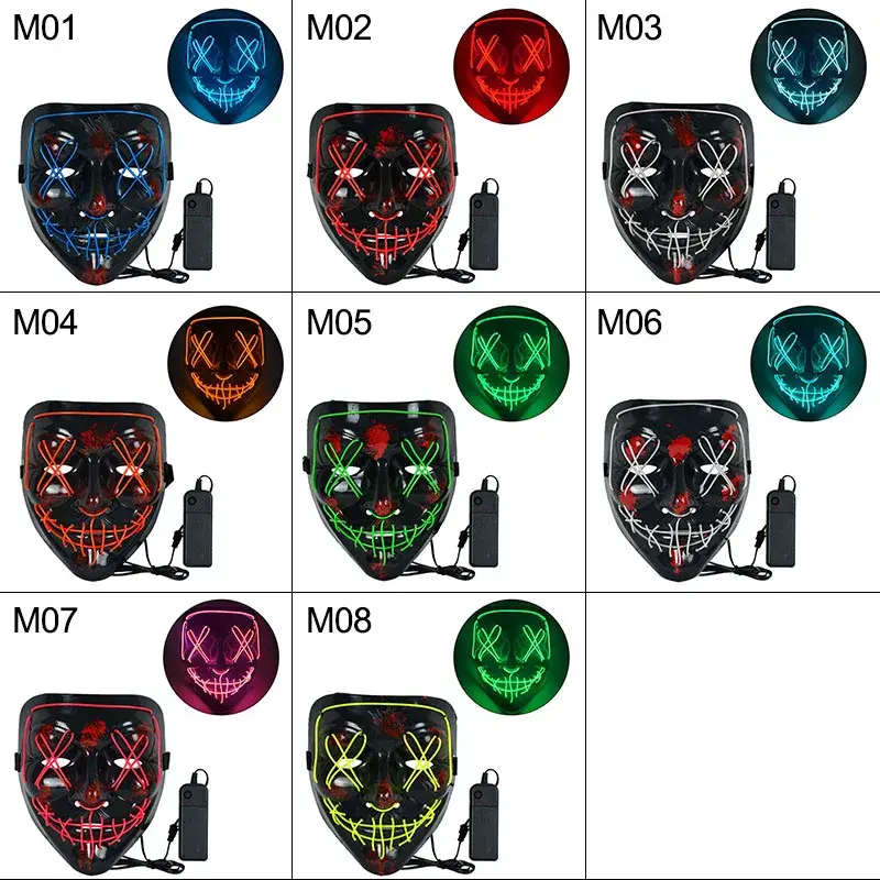 Thumbnail: Cosplay Light Up Purge Mask LED Face Masks Glowing in Dark