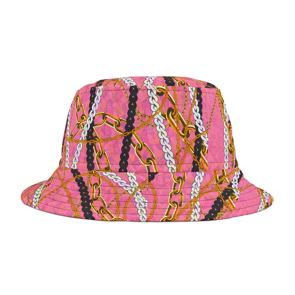 VVE Apparel Co Pink Don Pink Chain Print Bucket Hat for Summer Adventures