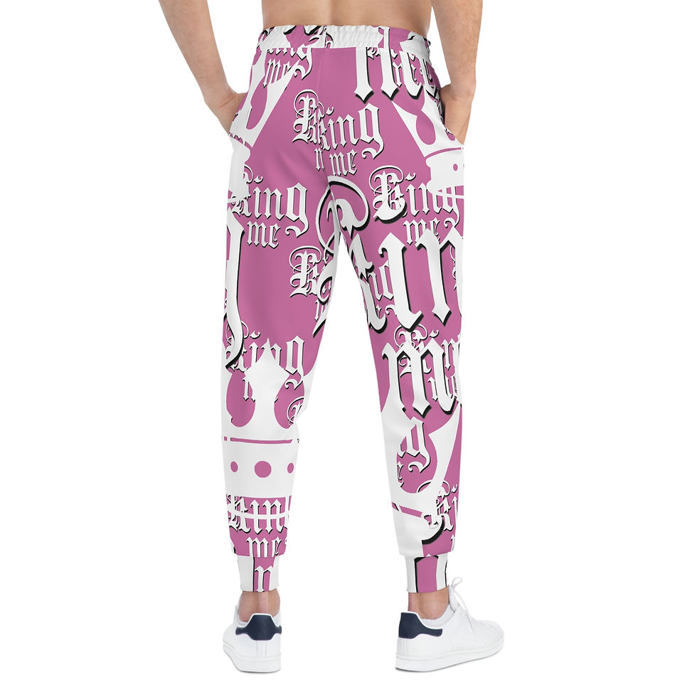 Thumbnail: Unisex Athletic Joggers King Me Pink Customized by VVE Apparel Co.