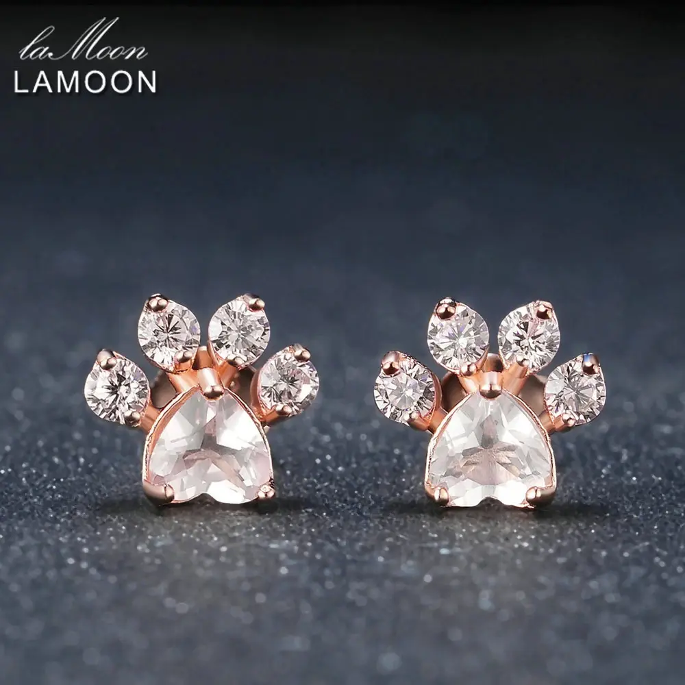 LAMOON Paws 925 Sterling Silver Earrings for Women
