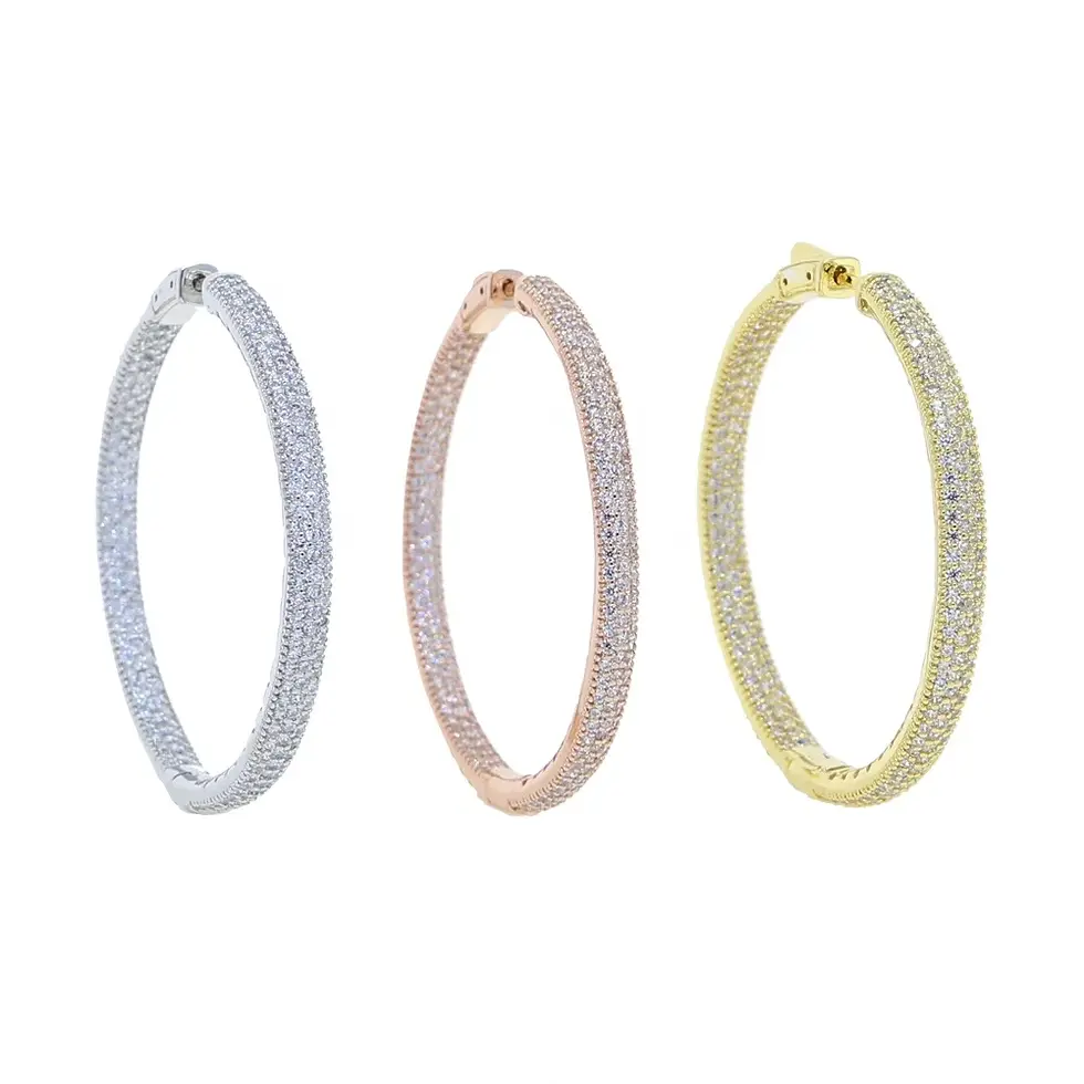 Thumbnail: High Quality Sparking Bling 50mm 14K GF Full Diamond Cz