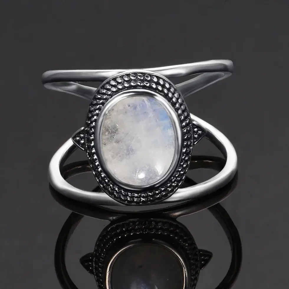 Thumbnail: Oval Moonstones Rings Women's 925 Sterling Silver