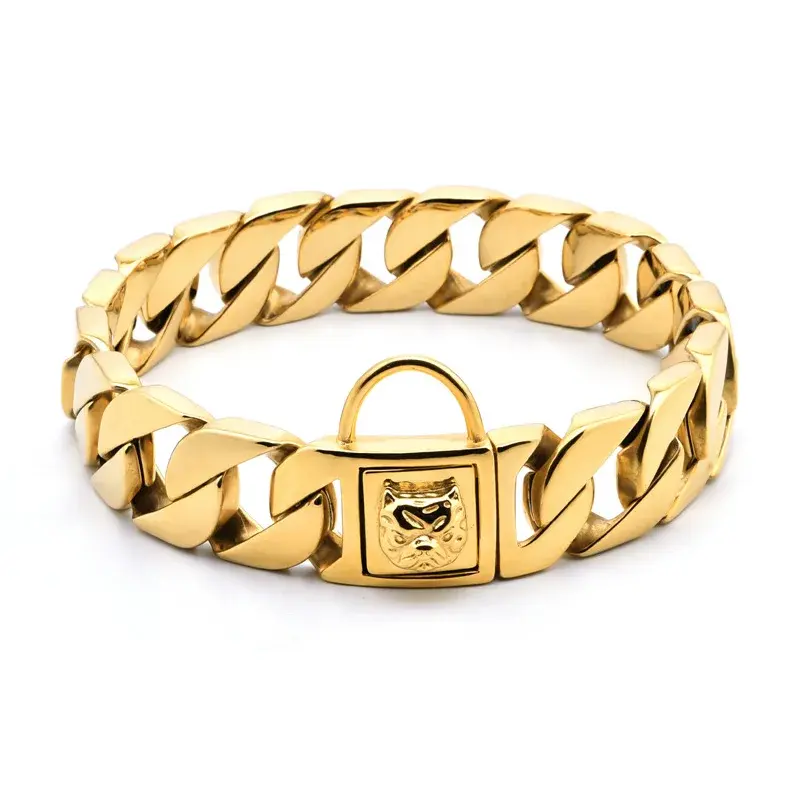 Thumbnail: Bully Collar 32mm Stainless Steel Gold/Multicolor Chain for Large Dog/ Pitbull