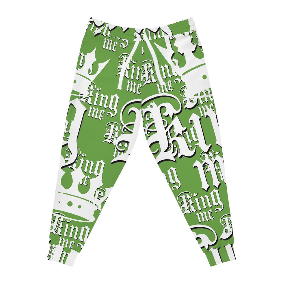 Unisex Athletic Joggers King Me Slime Green Customized by VVE Apparel Co.