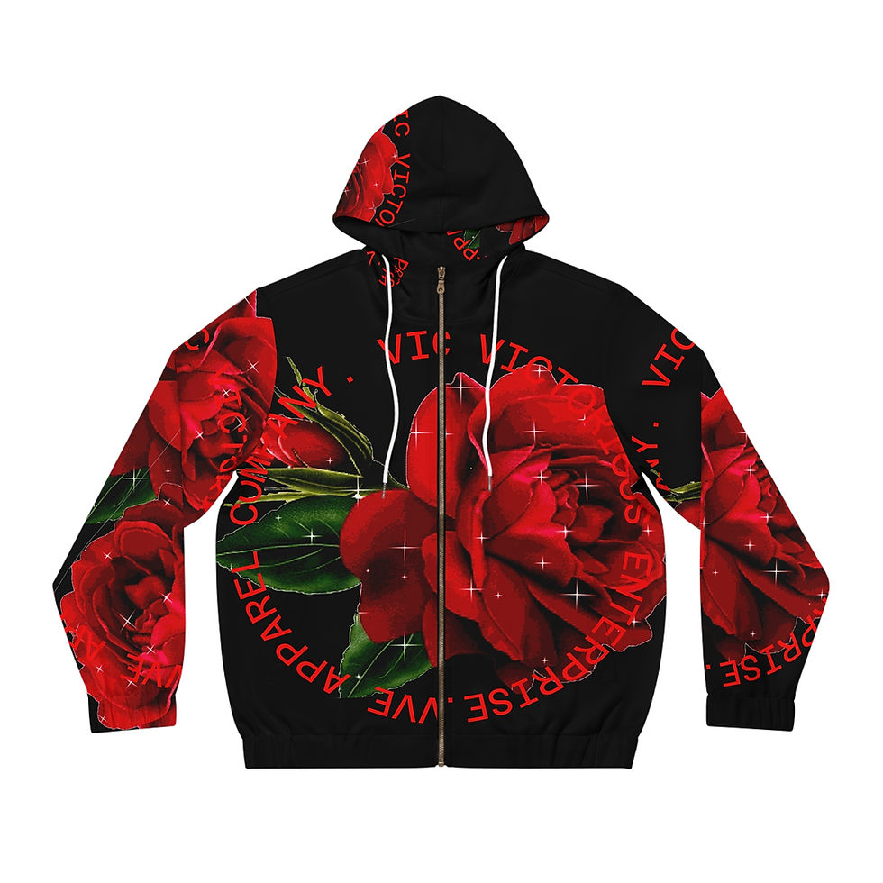 Men's Full-Zip Hoodie VVE Big Rose Black