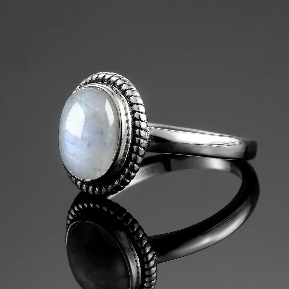 Thumbnail: Oval Moonstones Rings Women's 925 Sterling Silver