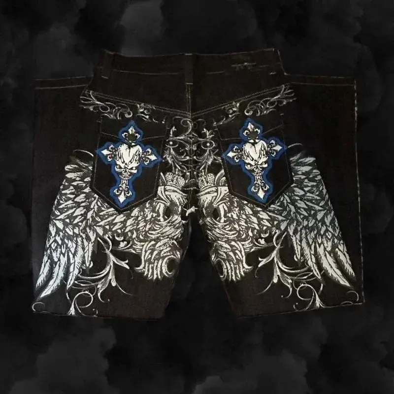 Thumbnail: High Waist Gothic Skull Jeans