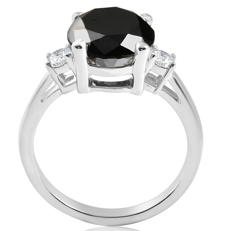 Thumbnail: Fine Jewelry Ring 14K White Gold 2CT Round Cut 3 Stone Moissanite Black Diamond