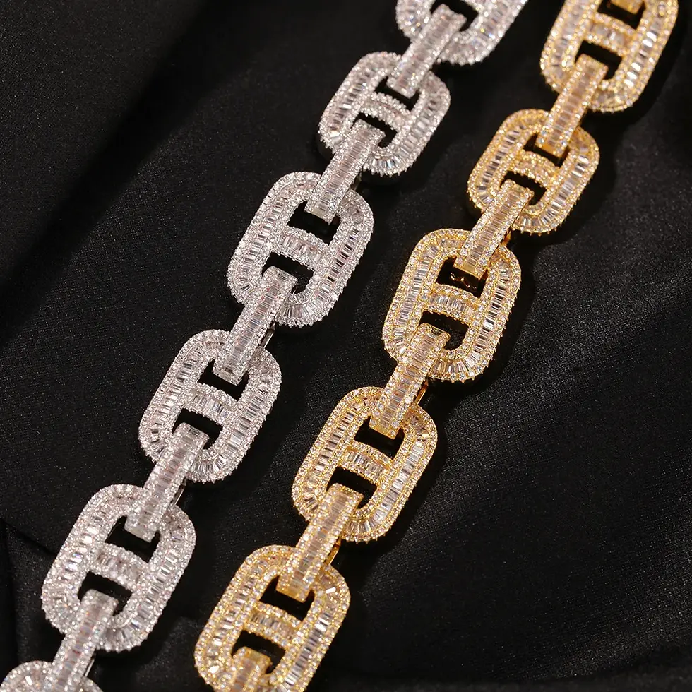 Thumbnail: Miami Necklaces 15mm Cuban Link CZ Baguette Prong Setting Icey Chain for Men