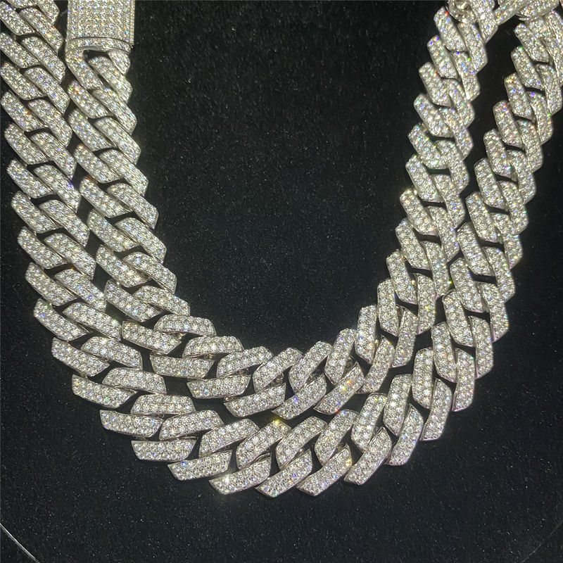 Thumbnail: 12mm VVS Mojssanite/925 Cuban Bracelet \Diamond Cuban Link Chain Necklace