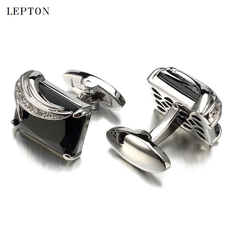 Thumbnail: Low-Key Luxury Blue Glass Cufflinks for Mens Lepton Brand High Quality