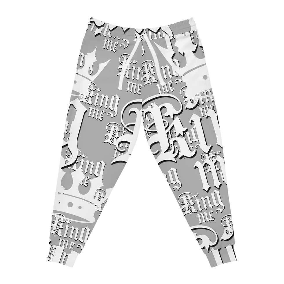 Unisex Athletic Joggers King Me White Smoke Customized by VVE Apparel Co.