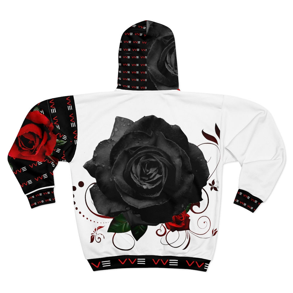 Thumbnail: AOP Unisex Zip Hoodie (VVE Blk/Red Rose)