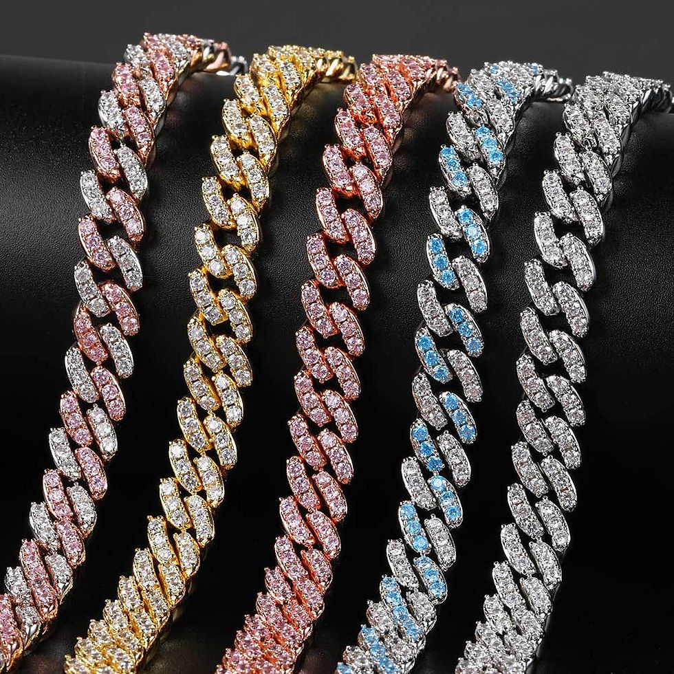 Thumbnail: 9mm Icey CZ Two Tone Miami Cuban Chain Necklace Unisex