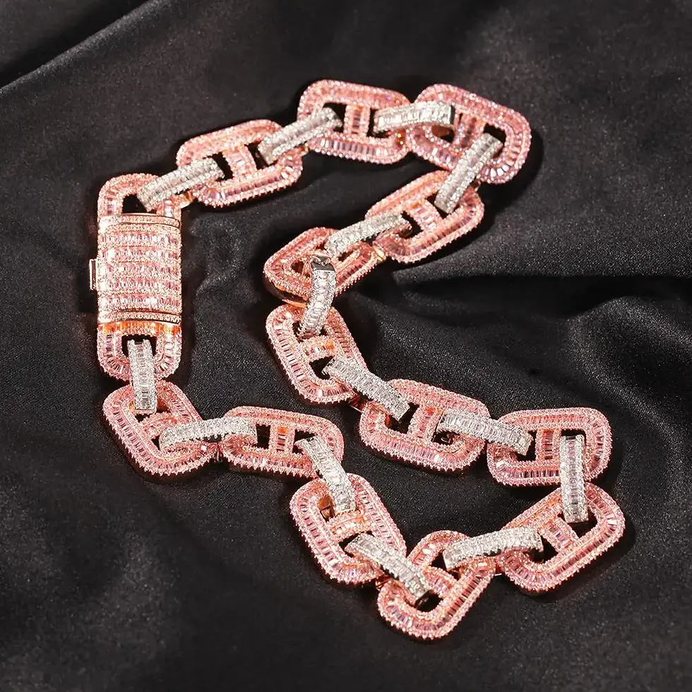 Thumbnail: Miami Necklaces 15mm Cuban Link CZ Baguette Prong Setting Icey Chain for Men