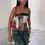 Thumbnail: PU Leather Patchwork Print Tube Tops Women Y2K Zip Button Casual Corset