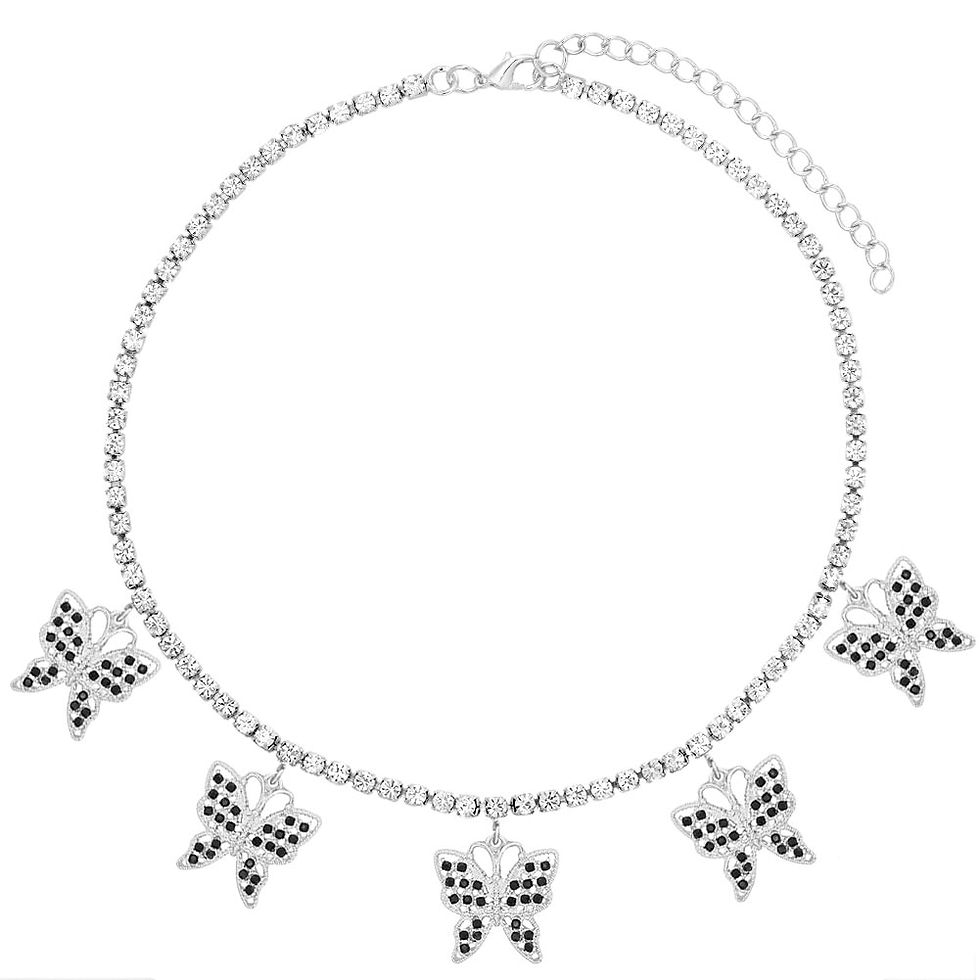 Thumbnail: 14KGF Large Butterfly Pendant/ CZ Tennis Chain Choker Necklace
