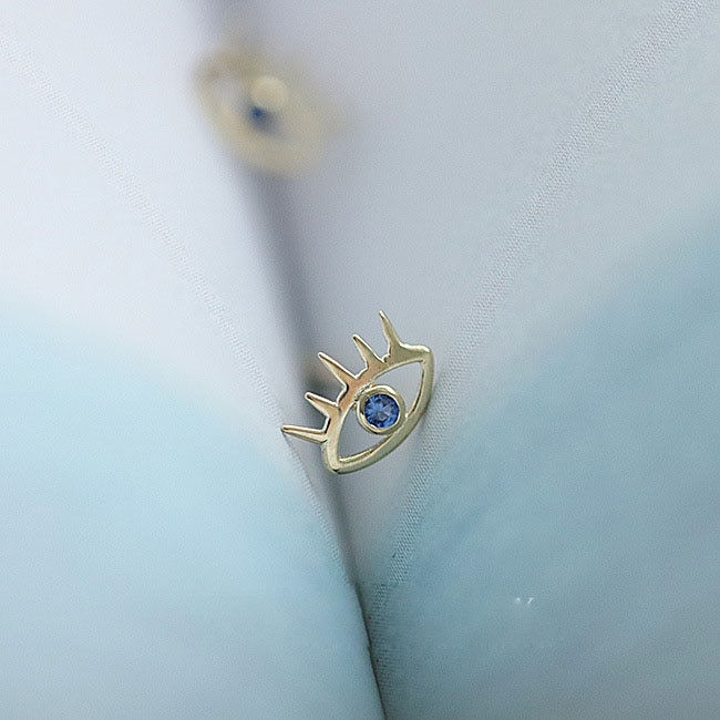 Thumbnail: 925 Sterling Silver Japanese Micro Inlaid Crystal  Star 14k GF Earrings