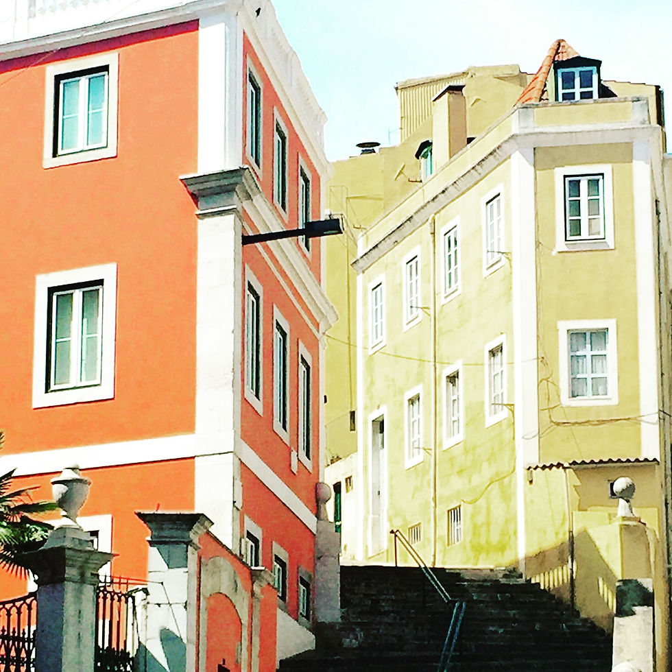 Colourful buildings on our walk down to Belem