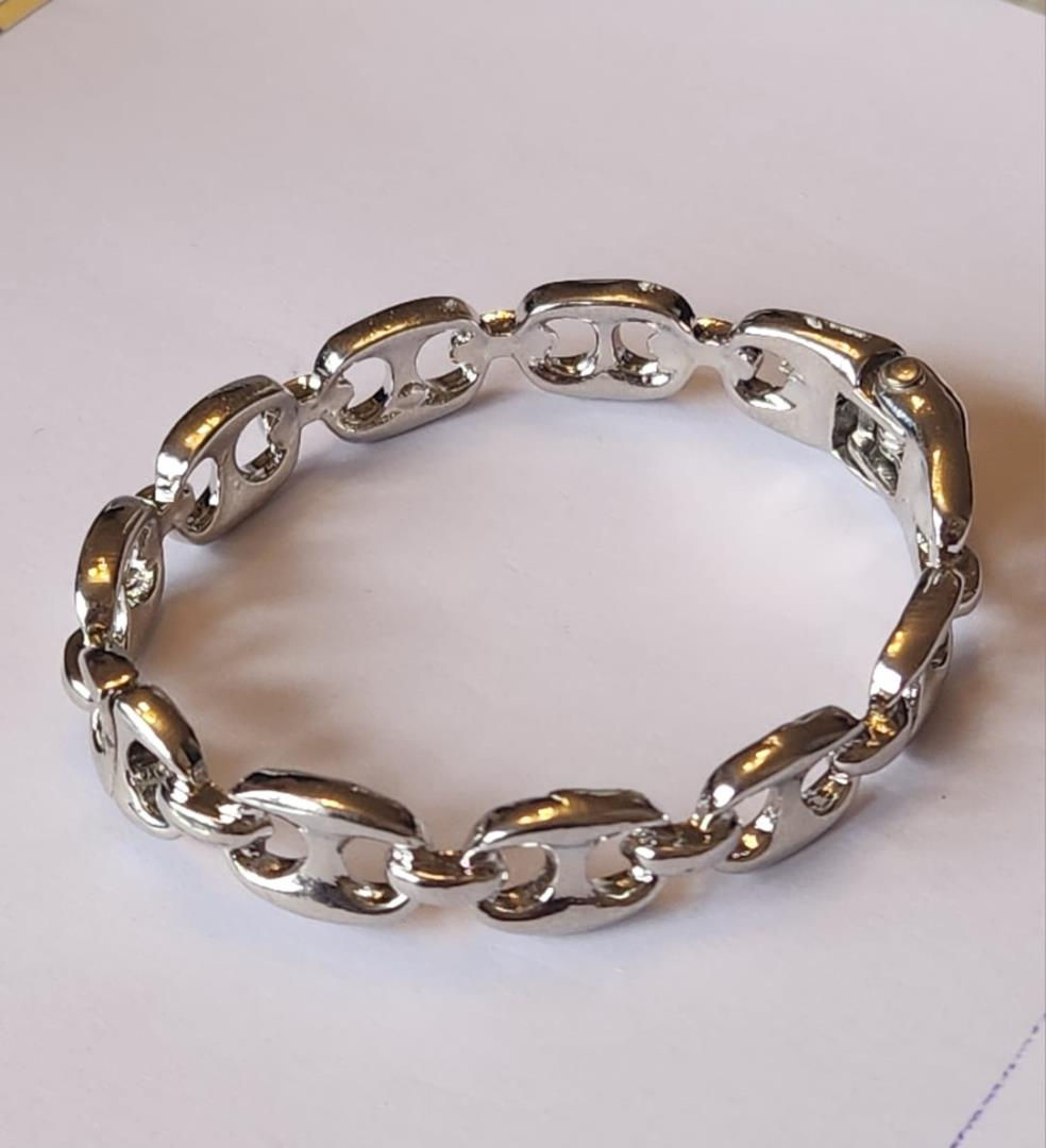 Bracelete elos vazados, prateado 