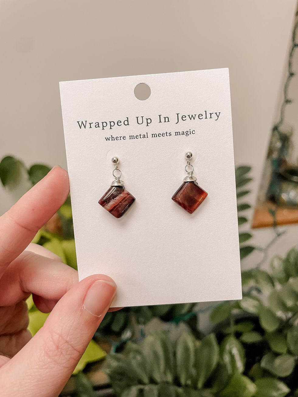 Thumbnail: Diamond Dangle Crystal Stud Earrings, Sterling Silver