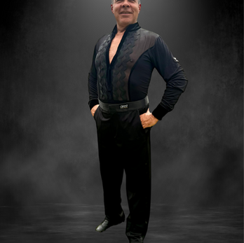 Men's ballroom pants with satin trim.