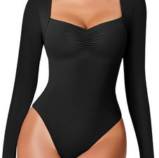 Women's black sweetheart neck bodysuit