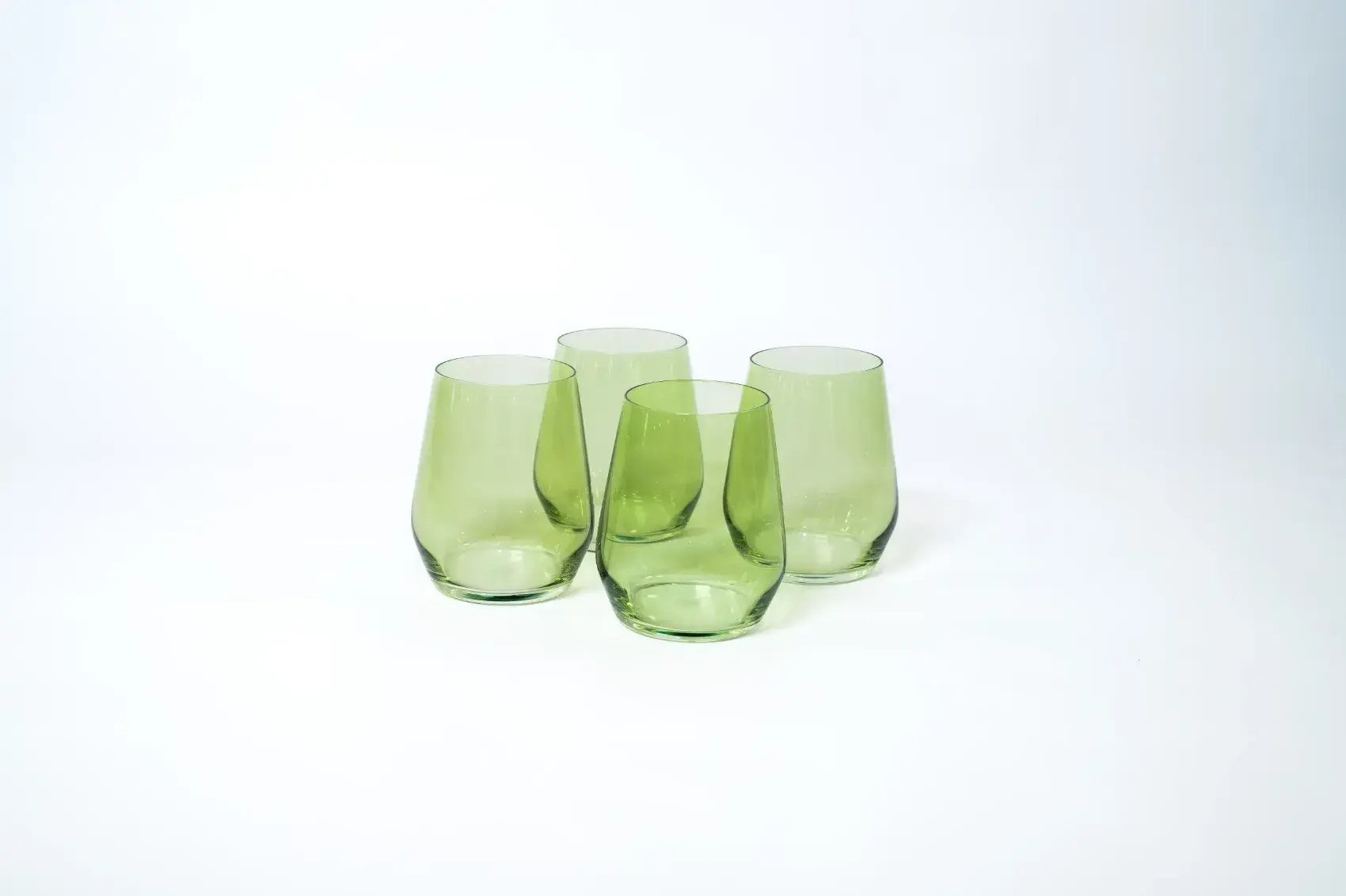 green neutral stemless wine glasses lead free