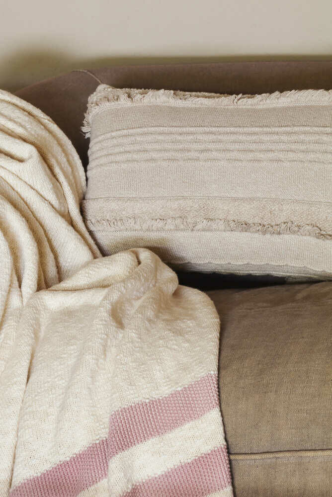 Chic Boho Beige Throw Pillow, lumbar