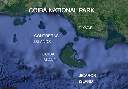the map of coiba national park, from pixvae. Our boutique eco-lodge is only 20 minutes away from Contreras and Coiba National Park, this is the best diving destination of Panama.